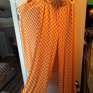 Orange and White Checkered Set Dressed in Lala Sunshine Check playsuit